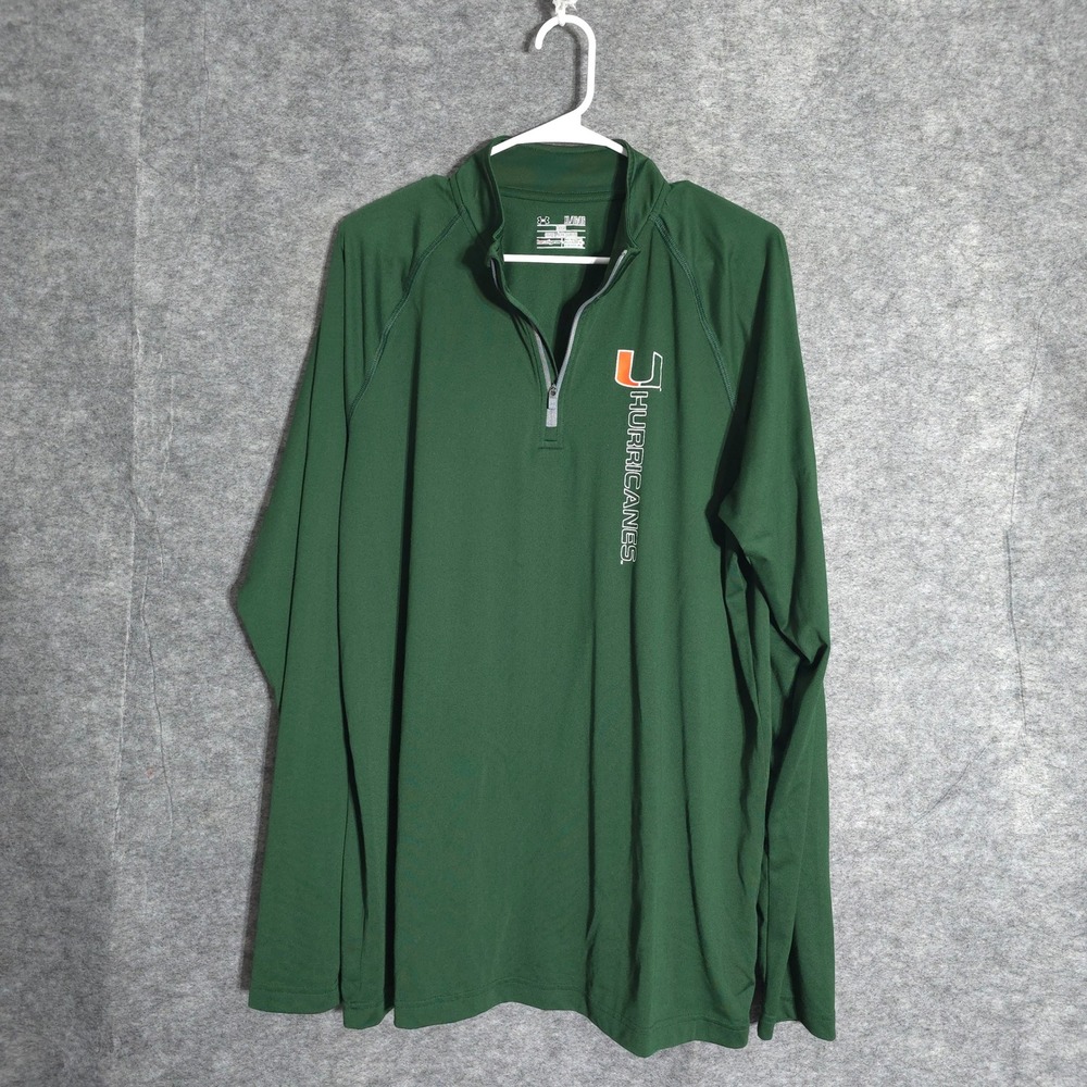 Under Armour HeatGear Quarter Zip Pullover Mens XL Miami Hurricanes NCAA CFB
